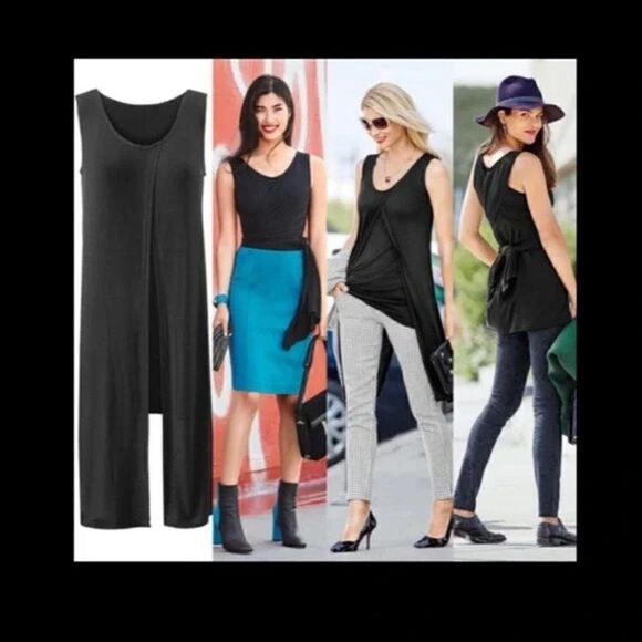 Cabi Black Beyond Tee Multiway Tank Versatile Scoop Neck Tunic Top #3243. Small - Picture 1 of 6